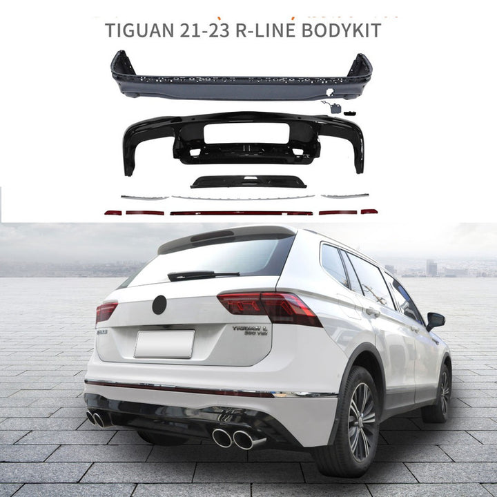 Car Craft Compatible With Vw Volkswagen Tiguan 2021-2023 Upgrade Facelift Convert To R Line Style Rear Bumper Bodykit