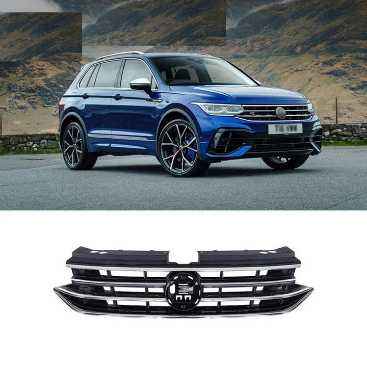Car Craft Compatible With Vw Volkswagen Tiguan 2021-2023 Upgrade Facelift Convert To R Line Style Front Bumper Show Grill