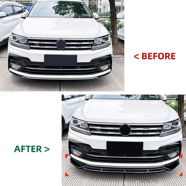 Car Craft Compatible With Vw Volkswagen Tiguan R Line Mk2 2017-2020 Front Bumper Lip Skirt Splitter Spoiler Zst-981 Glossy Black