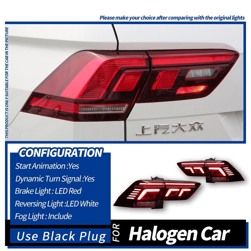 Car Craft Compatible With Vw Volkswagen Tiguan Led Tail Light 2017-2022 Car Rear Upgraded Tail Light Lamp Xenon Taillight Retrofit Upgrade Modified Led Drl Hid Brake Light, Warning Light For Helogn Car