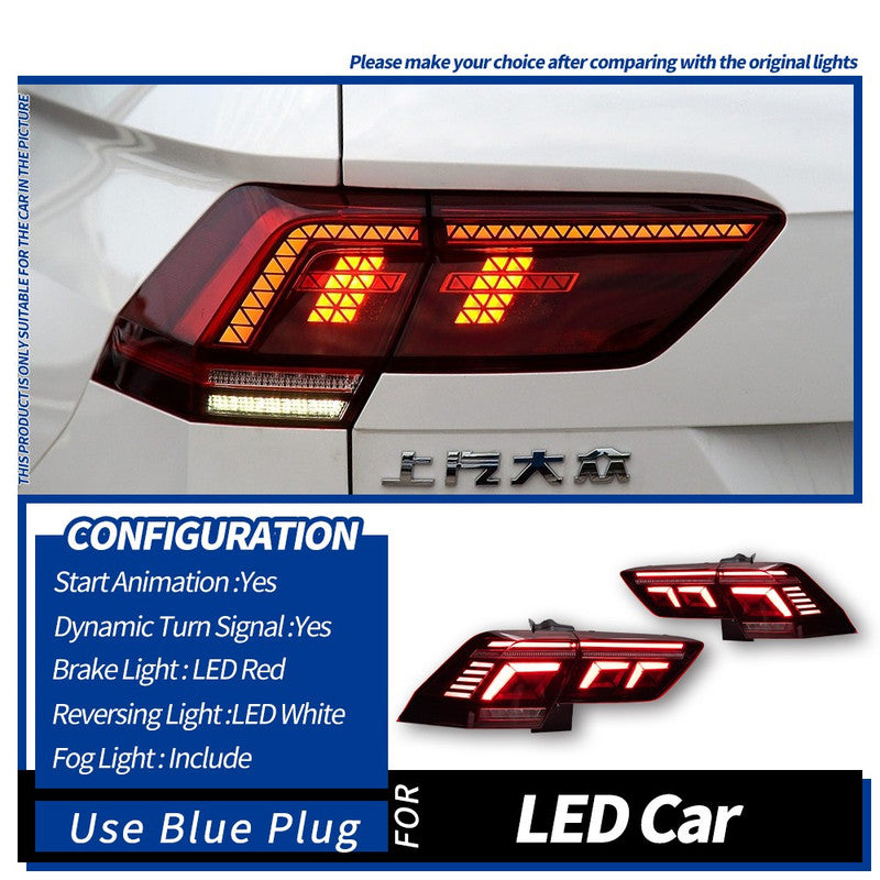 Car Craft Compatible With Vw Volkswagen Tiguan Led Tail Light 2017-2022 Car Rear Upgraded Tail Light Lamp Xenon Taillight Retrofit Upgrade Modified Led Drl Hid Brake Light, Warning Light For Led Car