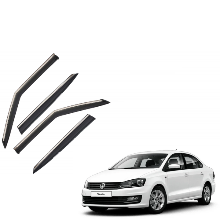 Car Craft Compatible With Volkswagen Vw Vento 2011-2018 Rain Shine Side Window Wind Deflectors Rain Sun Guard Door Visor Doorvisor Deflector Visor Shades Ventvisor Strip CC-7771 - CAR CRAFT INDIA