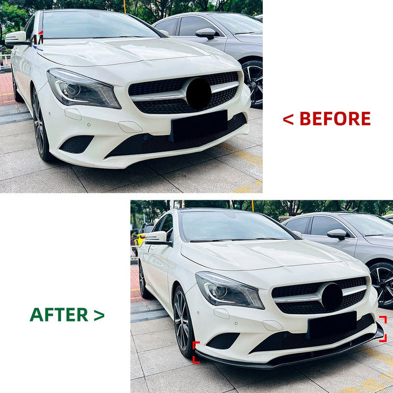 Car Craft Compatible With Mercedes Benz Cla W117 C117 2013-2015 Standard Front Bumper Lip Splitter Diffuser Skirst Flag Canard Carbon Fiber Look Zst-669 Cf