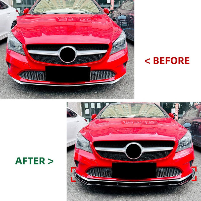 Car Craft Compatible With Mercedes Benz Cla W117 C117 Lci 2016-2019 Standard Front Bumper Lip Splitter Diffuser Skirst Flag Canard Carbon Fiber Look Zst-772 Cf