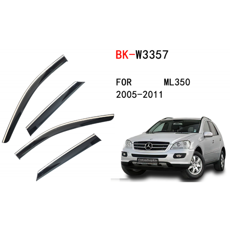 Car Craft Compatible With Mercedes Ml W164 2005-2011 Rain Shine Side Window Wind Deflectors Rain Sun Guard Door Visor Doorvisor Deflector Visor Shades Ventvisor Strip CC-7718 - CAR CRAFT INDIA