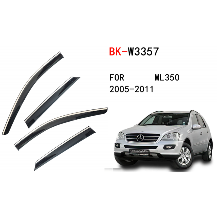 Car Craft Compatible With Mercedes Ml W164 2005-2011 Rain Shine Side Window Wind Deflectors Rain Sun Guard Door Visor Doorvisor Deflector Visor Shades Ventvisor Strip CC-7718 - CAR CRAFT INDIA