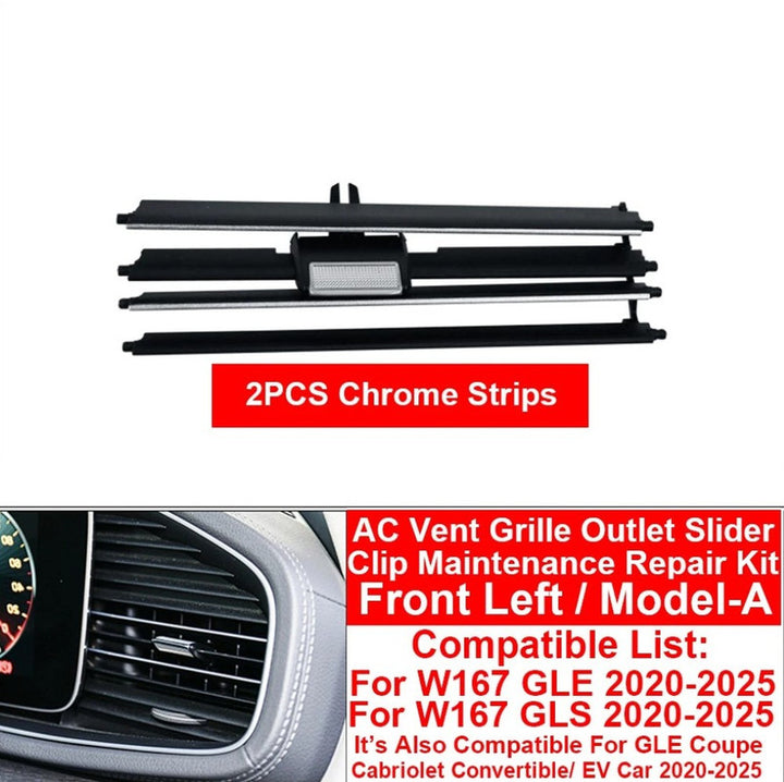 Car Craft Compatible With Mercedes Benz Gle Gls W167 2019-2025 Car Dashboard Ac Vent Grille Outlet Clip Slider Trim Repair Kit 1678301300-a Right A 2 Silver Strip