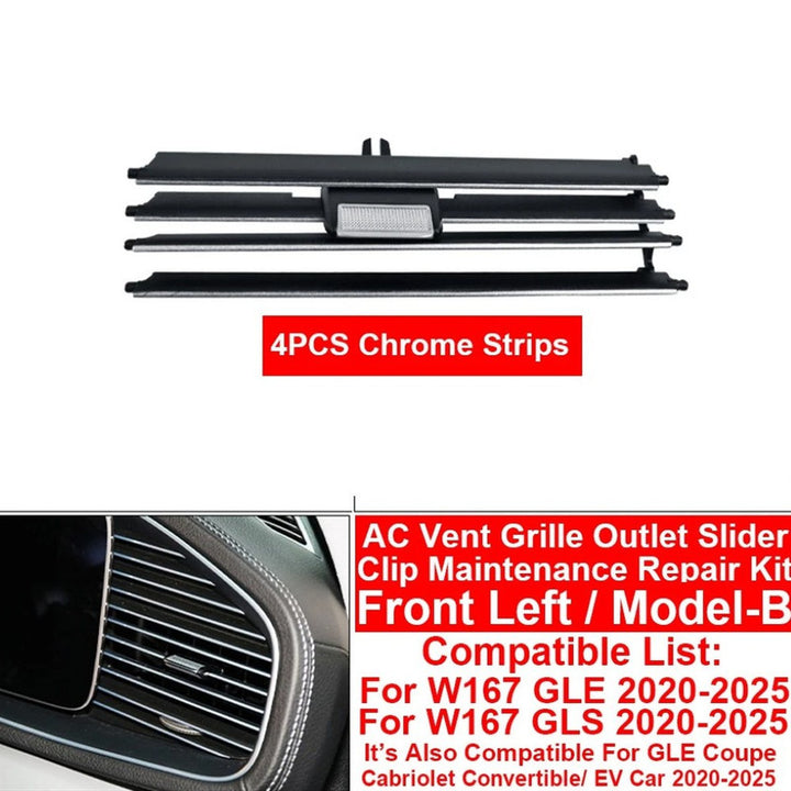 Car Craft Compatible With Mercedes Benz Gle Gls W167 2019-2025 Car Dashboard Ac Vent Grille Outlet Clip Slider Trim Repair Kit 1678304002-b Right B 4 Silver Strip