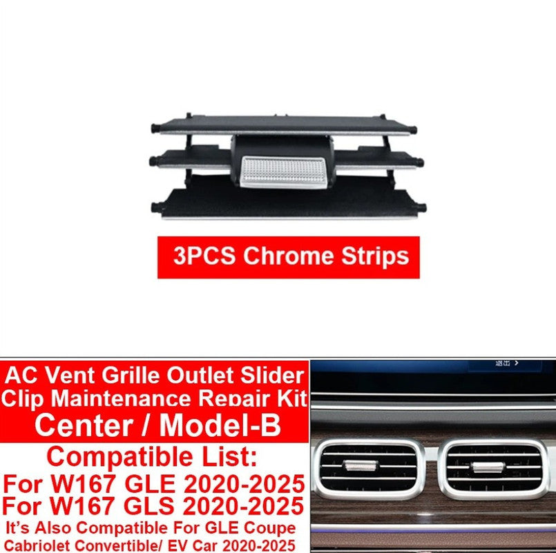 Car Craft Compatible With Mercedes Benz Gle Gls W167 2019-2025 Car Dashboard Ac Vent Grille Outlet Clip Slider Trim Repair Kit 1678304102-b Centre B 3 Silver Strip