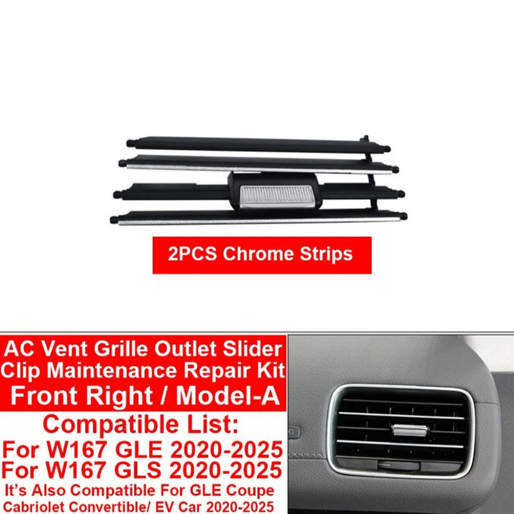 Car Craft Compatible With Mercedes Benz Gle Gls W167 2019-2025 Car Dashboard Ac Vent Grille Outlet Clip Slider Trim Repair Kit 1678301500-1-a Left A 2 Silver Strip