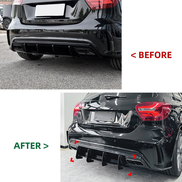 Car Craft Compatible With Mercedes Benz A Class W176 2012-2018 Amg Rear Bumper After Lip Diffuser Lip Skirst Splitter Flag Canard Zst