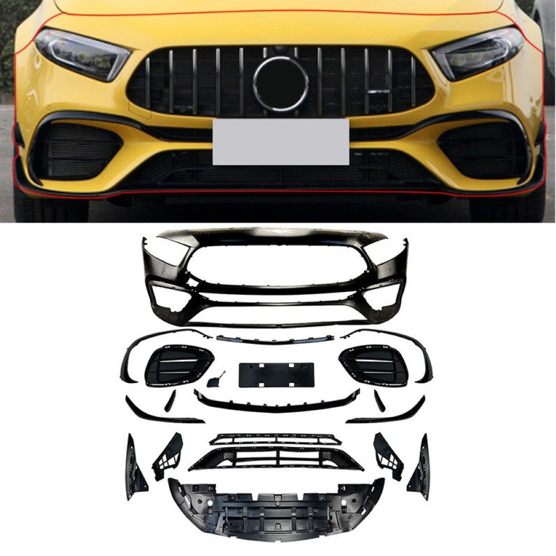 Car Craft Compatible With Mercedes Benz A Class W177 2018-2023 Amg Front Bumper Bodykit Skirst Lips Splitter A45 Style Zst