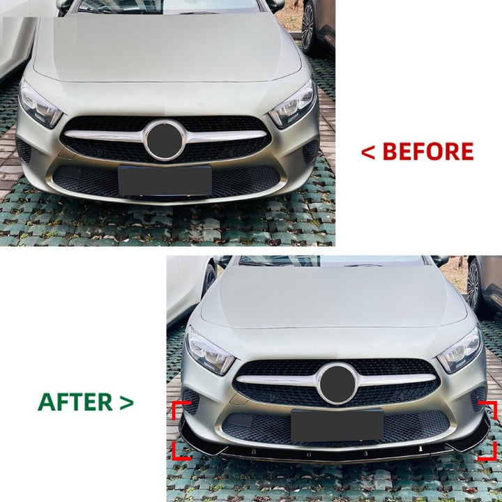 Car Craft Compatible With Mercedes Benz A Class W177 2018-2022 Standard Front Bumper Lip Splitter Diffuser Skirst Flag Canard Carbon Fiber Look Zst-639 Cf