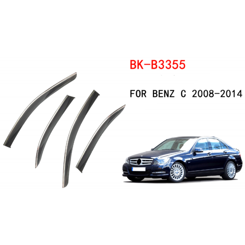 Car Craft Compatible With Mercedes C Class W204 Lci 2010-2014 Rain Shine Side Window Wind Deflectors Rain Sun Guard Door Visor Doorvisor Deflector Visor Shades Ventvisor Strip CC-7724 - CAR CRAFT INDIA