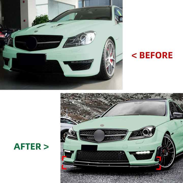 Car Craft Compatible With Mercedes Benz C Class W204 2011-2014 Amg Front Bumper Lip Splitter Diffuser Skirst Flag Canard Carbon Fiber Look Zst-854 Cf