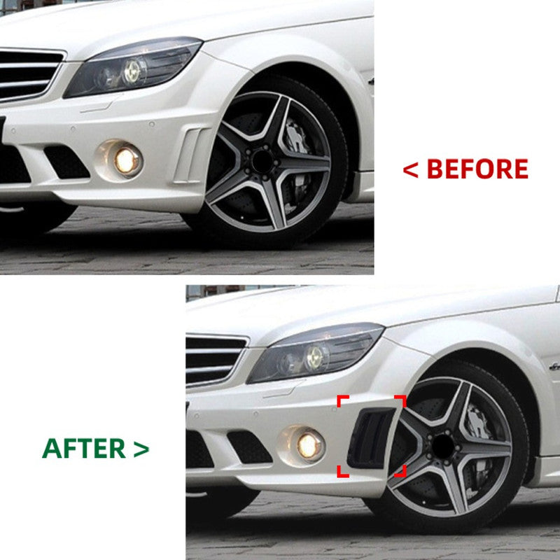 Car Craft Compatible With Mercedes Benz C Class W204 2007-2014 Front Bumper Side Air Vent Splitter Side Skirts Flag Canard Carbon Fiber Look Zst-852 Cf