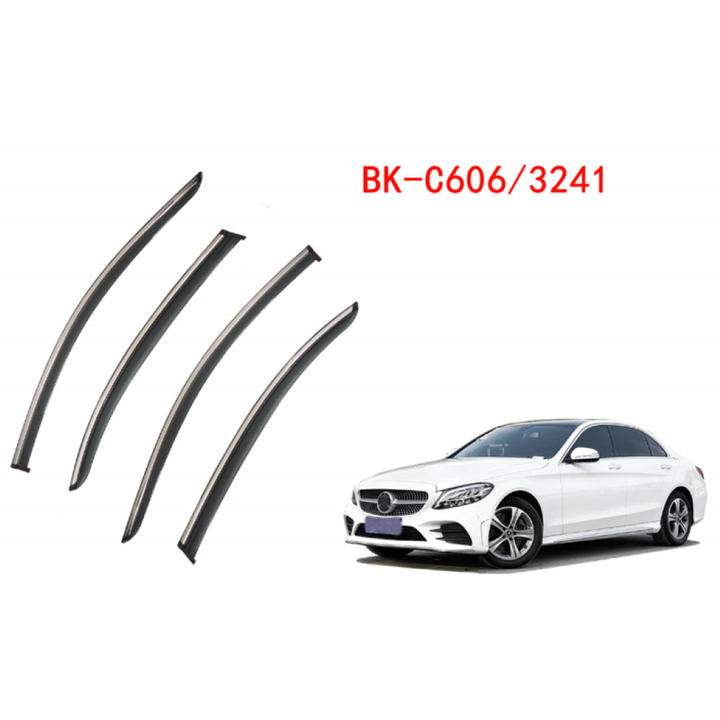 Car Craft Compatible With Mercedes C Class W205 2019-2023 Rain Shine Side Window Wind Deflectors Rain Sun Guard Door Visor Doorvisor Deflector Visor Shades Ventvisor Strip CC-7726 - CAR CRAFT INDIA