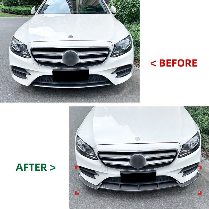 Car Craft Compatible With Mercedes Benz C Class W205 Lci 2019-2021 Amg Front Bumper Lip Splitter Diffuser Skirst Flag Canard Carbon Fiber Look Zst-633 Cf