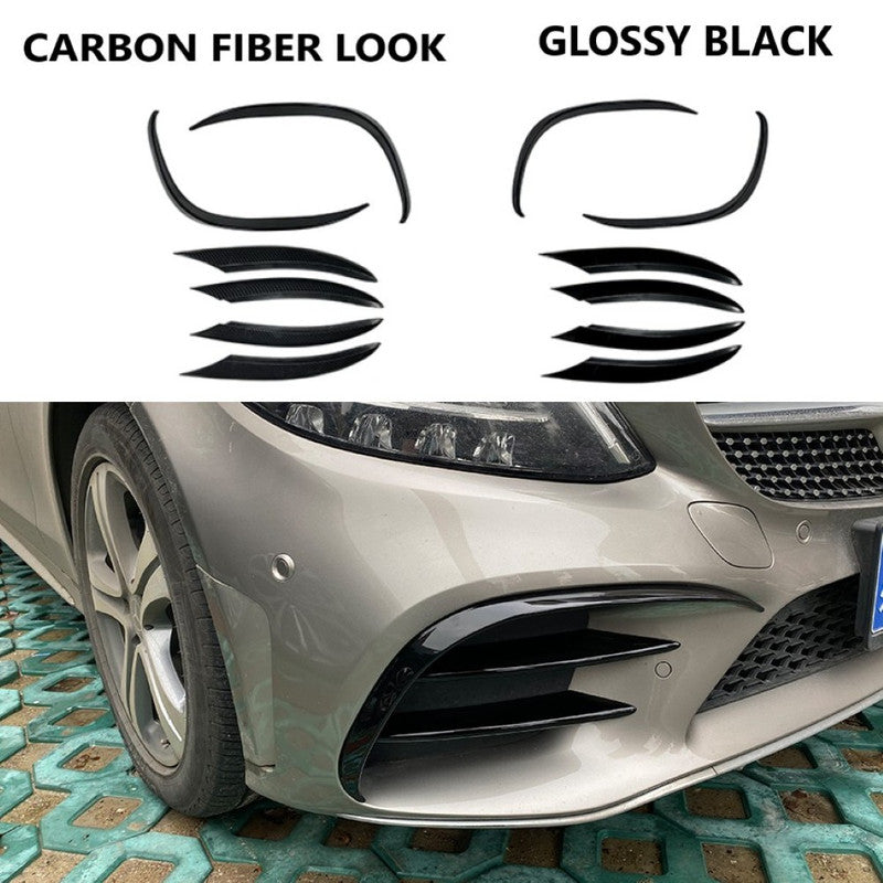 Car Craft Compatible With Mercedes Benz C Class Lci W205 Lci 2019-2021 Amg Front Bumper Air Vent Splitter Side Skirts Flag Canard Carbon Fiber Look Zst-120 Cf