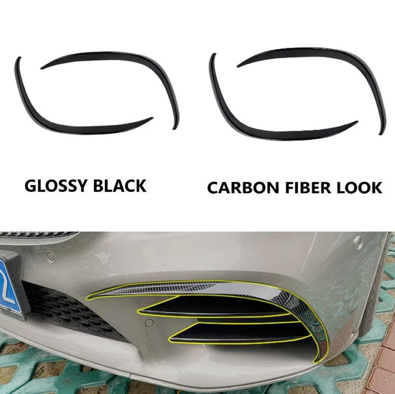 Car Craft Compatible With Mercedes Benz C Class Lci W205 Lci 2019-2021 Amg Front Bumper Air Vent Splitter Side Skirts Flag Canard Glossy Black Zst-224 Gb