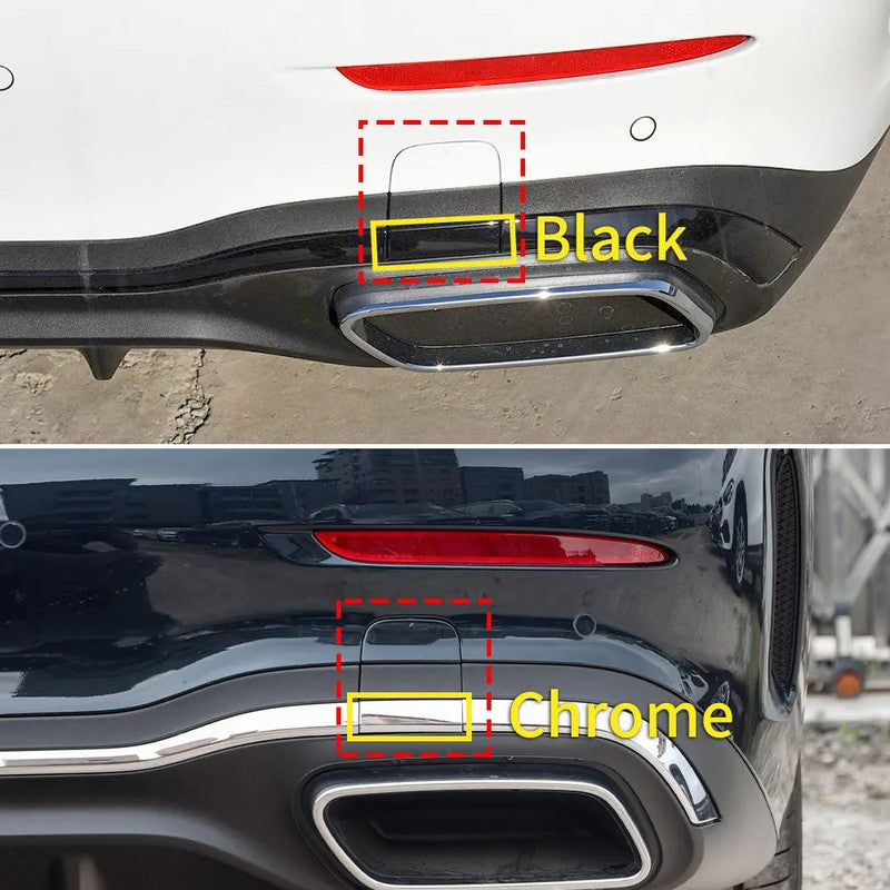Car Craft Compatible With Mercedes Benz C Class W206 2021-2024 Rear Bumper Tow Hook Towing Tochan Trailer Cover 2068833502-1 2068853603 Black Unpainted - CAR CRAFT INDIA