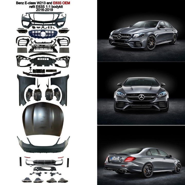 Car Craft Compatible With Mercedes Benz E Class W213 2016-2019 Upgrade Facelift Convert To E63s Amg 1:1 Bodykit Bumper Hood Fender