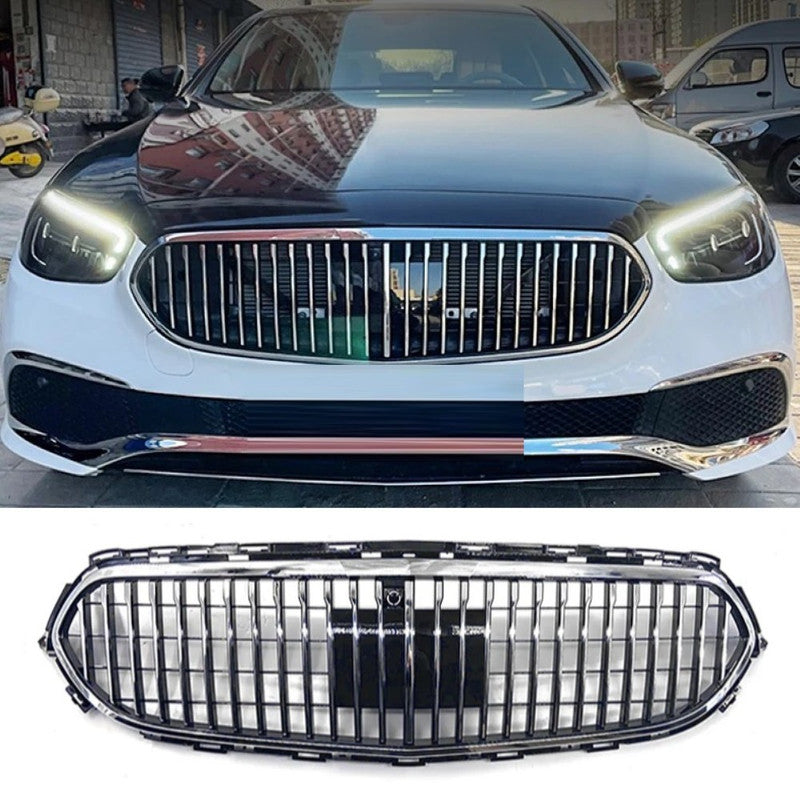 Car Craft Compatible With Mercedes Benz E Class W213 Lci 2020-2024 Car Front Racing Bumper Show Grille Maybach Style Silver With Radar Sensor - CAR CRAFT INDIA