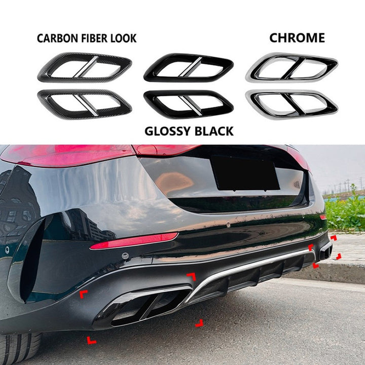 Car Craft Compatible With Mercedes Benz E Class W214 2024+ Amg Rear Exhaust Pipe Muffler Tip End Cover Trim Frame Chrome Zst-681 Ch