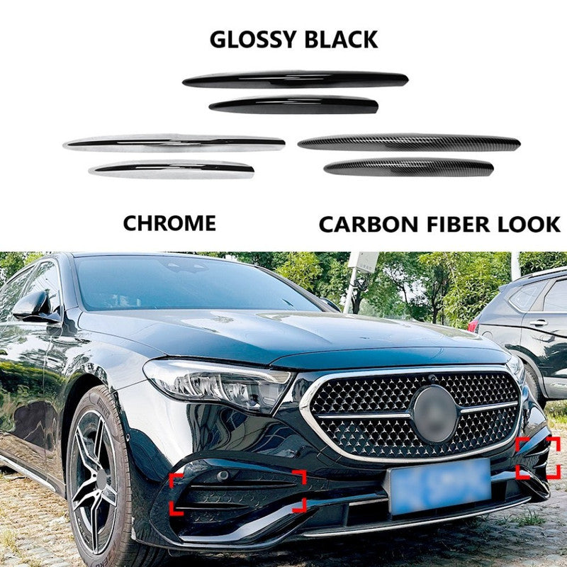 Car Craft Compatible With Mercedes Benz E Class W214 2024+ Front Amg Bumper Fog Lamp Light Air Intake Trim Skirts Canard Splitters Carbon Fiber Look Zst-774 Cf