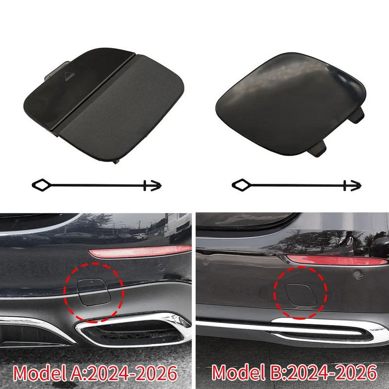 Car Craft Compatible With Mercedes Benz E Class W214 2024-2026 Rear Bumper Tow Hook Towing Tochan Trailer Cover 2148854500 Unpainted B - CAR CRAFT INDIA
