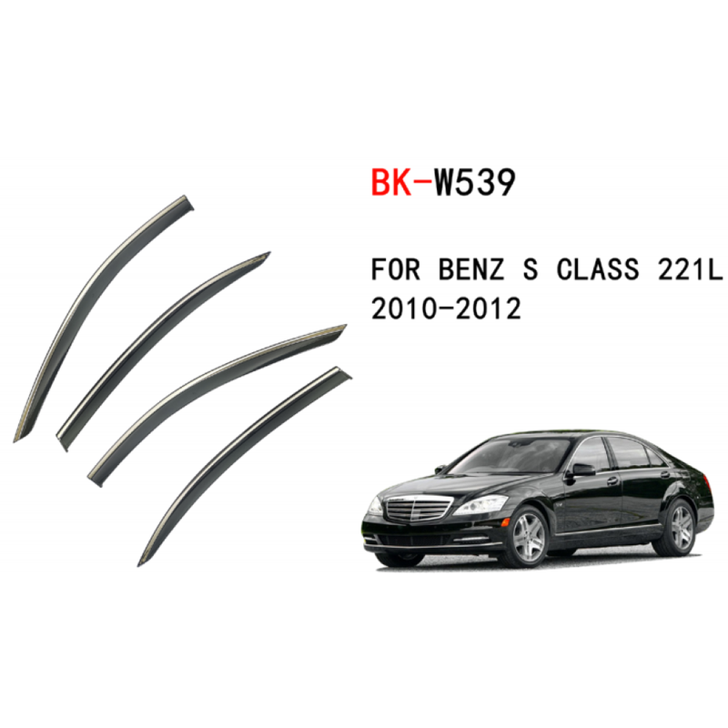 Car Craft Compatible With Mercedes S Class W221 2006-2013 Rain Shine Side Window Wind Deflectors Rain Sun Guard Door Visor Doorvisor Deflector Visor Shades Ventvisor Strip CC-7722 - CAR CRAFT INDIA