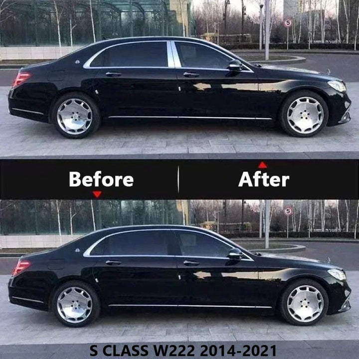 Car Craft Compatible With Mercedes Benz S Class W222 2014-2020 Door Window Middle Column B Pillar Piller Strips Trim Cover Chrome