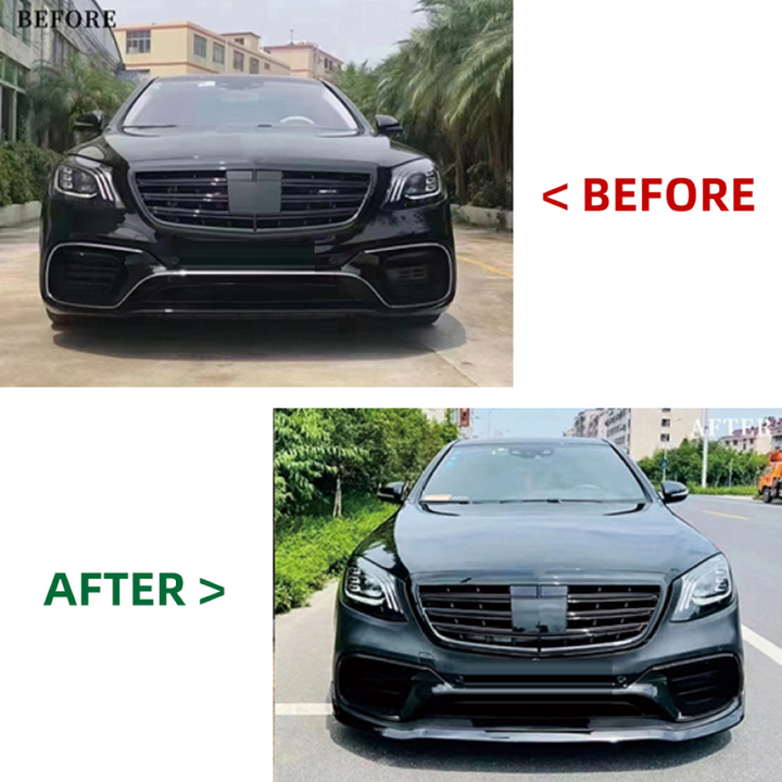 Car Craft Compatible With Mercedes Benz S Class W222 2014-2017 Upgrade Facelift Conversion Bodykit Brabus Kit Front Lip Skirts Diffuser Carbon Fiber