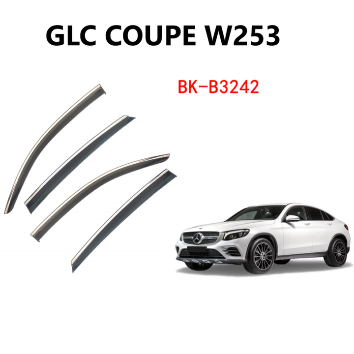 Car Craft Compatible With Mercedes Glc Coupe W253 X253 2016-2022 Rain Shine Side Window Wind Deflectors Rain Sun Guard Door Visor Doorvisor Deflector Visor Shades Ventvisor Strip CC-7721 - CAR CRAFT INDIA