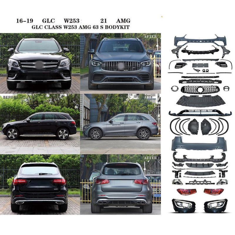 Car Craft Compatible With Mercedes Benz Glc W253 2016-2020 To Glc W254 2021+ Amg S63 Upgrade Facelift Conversion Bodykit Bumper Trunk Headlight Taillight