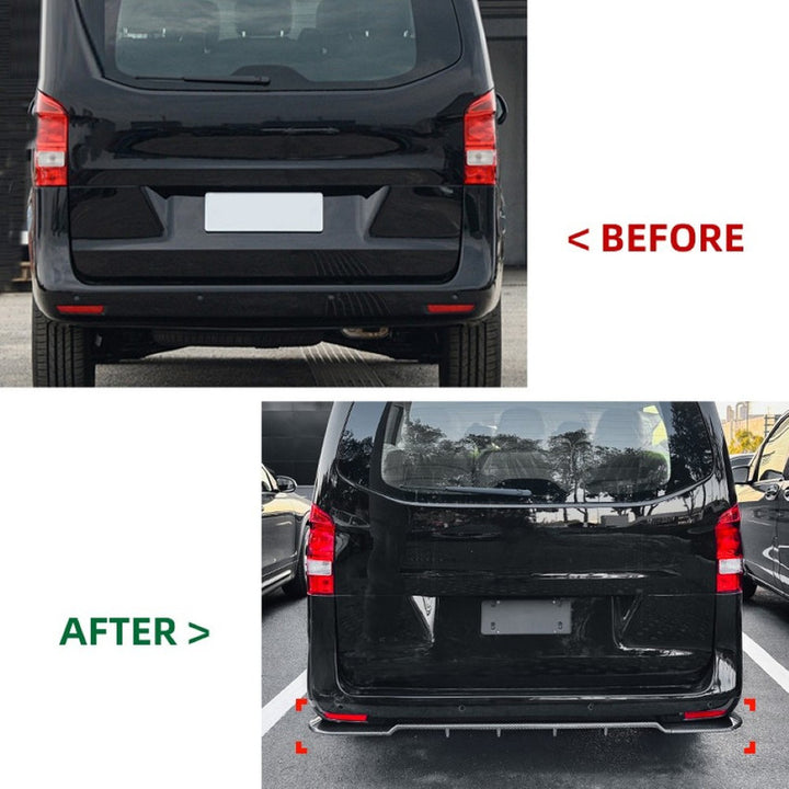 Car Craft Compatible With Mercedes Benz V Class Vito W447 2016-2023 Amg Rear Bumper After Lip Diffuser Lip Skirst Splitter Flag Canard Carbon Fiber Look Zst-603 Cf Usa