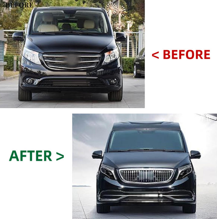 Car Craft Compatible With Mercedes Benz V Class Vito W447 2016-2021 To W447 Lci 2022 Maybach S680 Upgrade Facelift Conversion Bodykit Bumper Hood Headlight Taillight