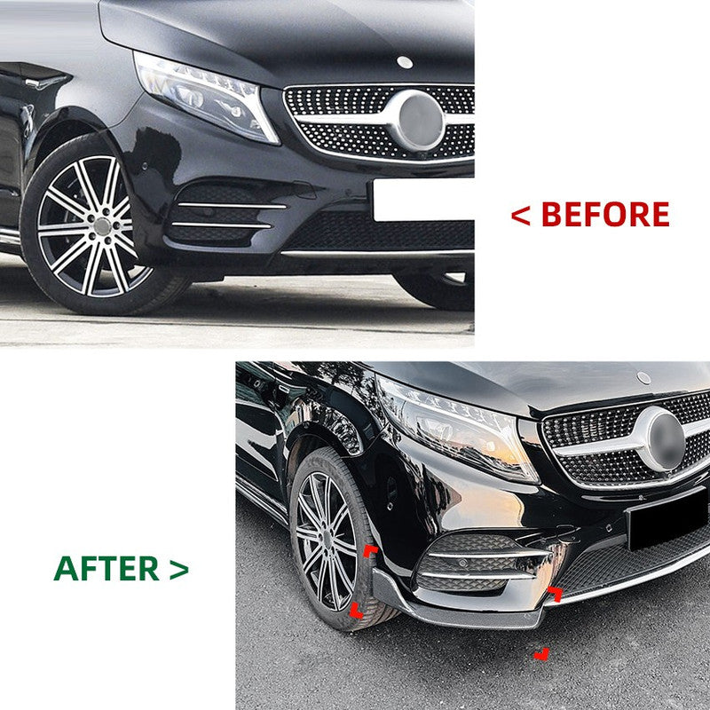 Car Craft Compatible With Mercedes Benz V Class W447 2018-2023 Rear Amg Bumper Air Vent Splitter Side Skirts Flag Canard Carbon Fiber Look Zst-578 Cf