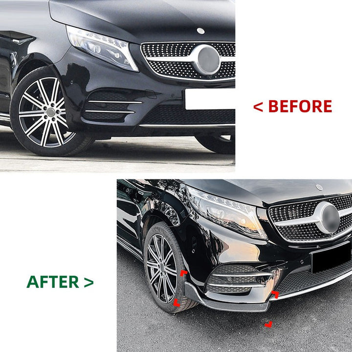 Car Craft Compatible With Mercedes Benz V Class W447 2018-2023 Rear Amg Bumper Air Vent Splitter Side Skirts Flag Canard Glossy Black Zst-578 Gb