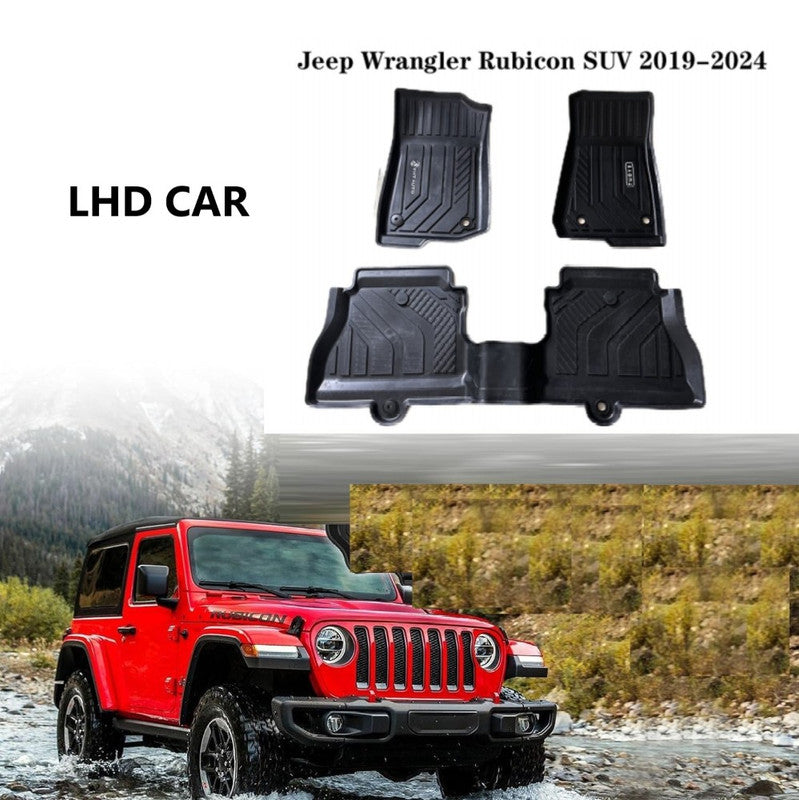 Car Craft Compatible With Jeep Wrangler Rubicon 2019-2024 Car Floor Mats Anti-slip Foot Pads All-weather Tpe Protection 1st & 2nd Row Floor Liners Hy3008 CC-7583 - CAR CRAFT INDIA