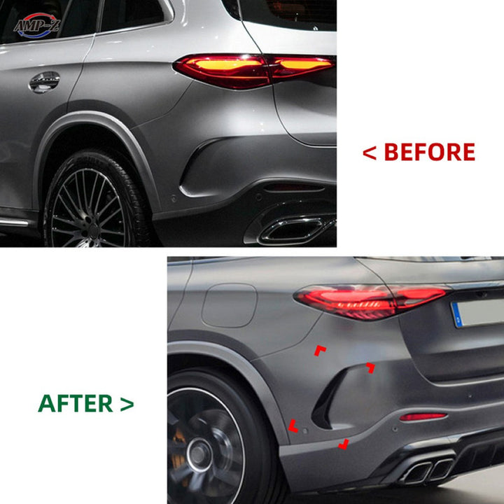 Car Craft Compatible With Mercedes Benz Glc W254 X254 2023 + Rear Amg Bumper Air Vent Splitter Side Skirts Flag Canard Carbon Fiber Look Zst-672 Cf