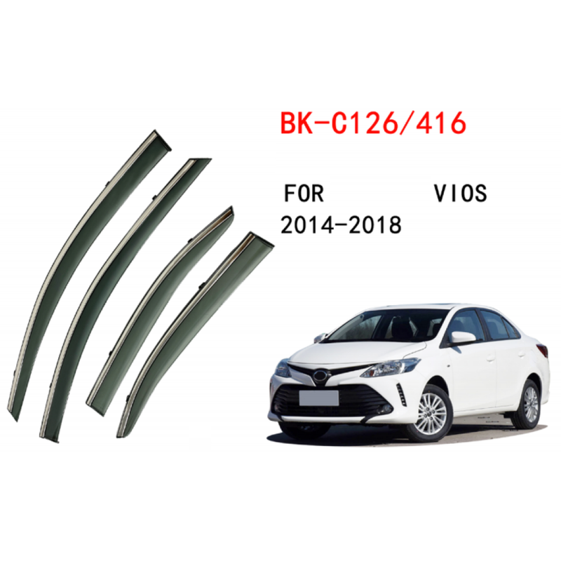 Car Craft Compatible With Toyota Vios Yaris Sedan 2008-2013 Rain Shine Side Window Wind Deflectors Rain Sun Guard Door Visor Doorvisor Deflector Visor Shades Ventvisor Strip CC-7769 - CAR CRAFT INDIA