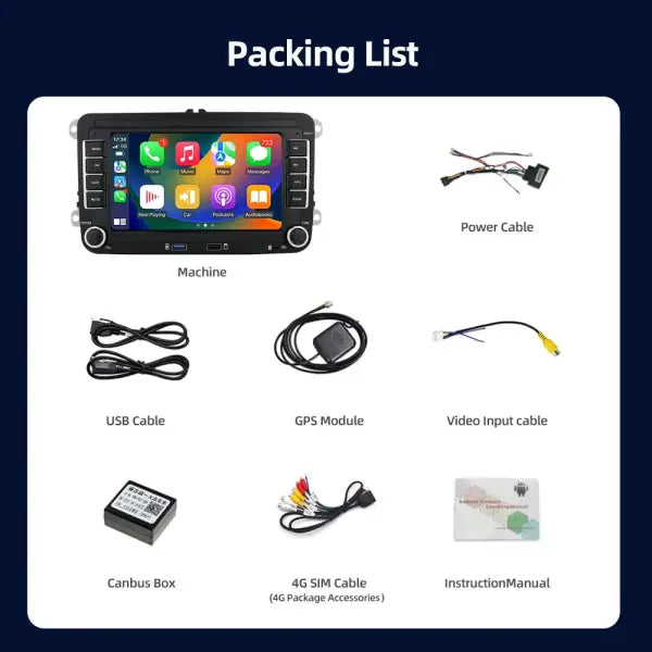 2 Din Android Car Radio GPS 4G Wifi DSP Carplay for VW / Volkswagen Skoda Octavia Golf 5 6 Touran Passat B6 Polo Jetta