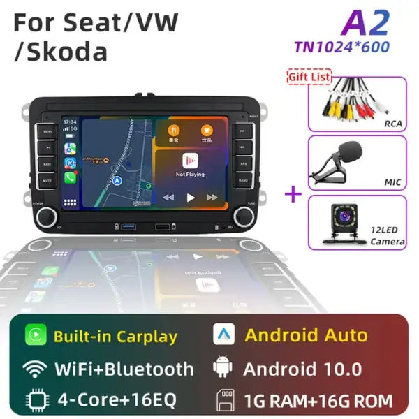 2 Din Android Car Radio GPS 4G Wifi DSP Carplay for VW / Volkswagen Skoda Octavia Golf 5 6 Touran Passat B6 Polo Jetta