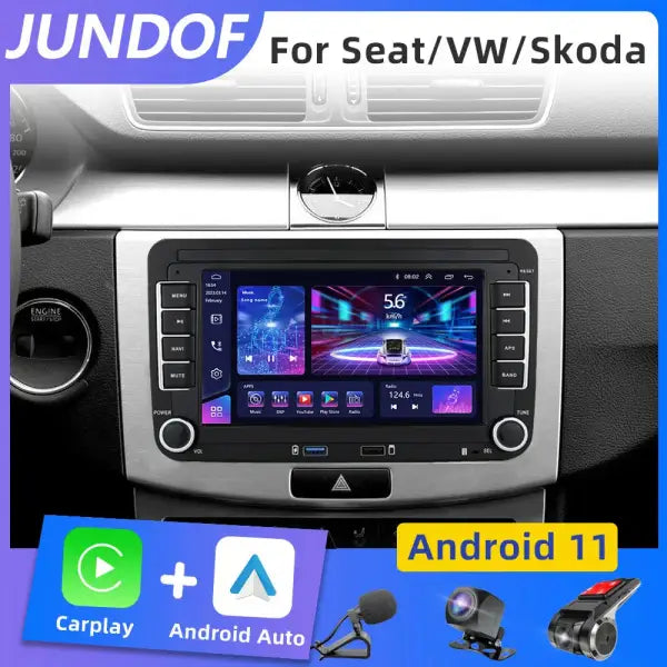 2 Din Android Car Radio GPS 4G Wifi DSP Carplay for VW / Volkswagen Skoda Octavia Golf 5 6 Touran Passat B6 Polo Jetta