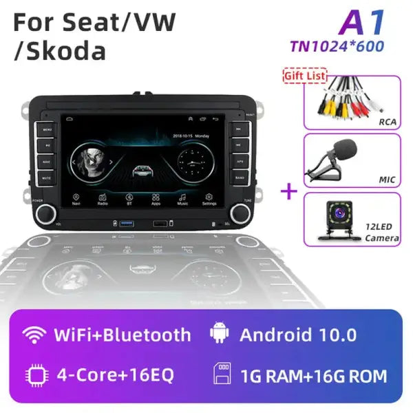 2 Din Android Car Radio GPS 4G Wifi DSP Carplay for VW / Volkswagen Skoda Octavia Golf 5 6 Touran Passat B6 Polo Jetta