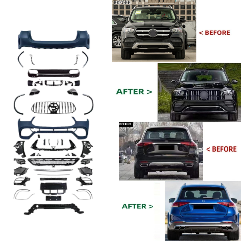 Car Craft Compatible With Mercedes Benz Gle W167 2019-2024 Upgrade Convert To Gle63 Amg Bodykit Front Rear Bumper Grill Diffuser Exhaust Tip Pipe Skirt Trim Wheel Arch
