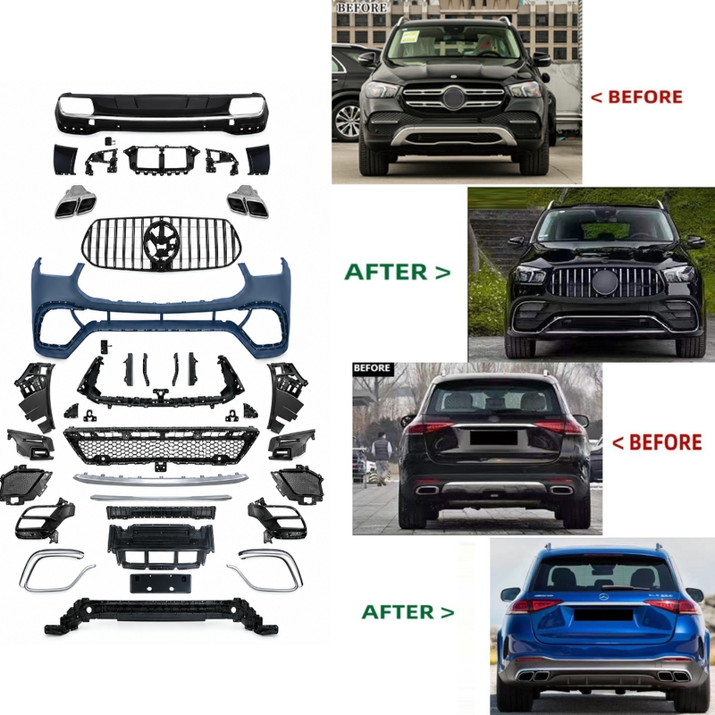 Car Craft Compatible With Mercedes Benz Gle W167 2019-2024 Upgrade Convert To Gle63 Amg Bodykit Front Bumper Grill Diffuser Exhaust Tip Pipe Skirt Trim Gc W167-022