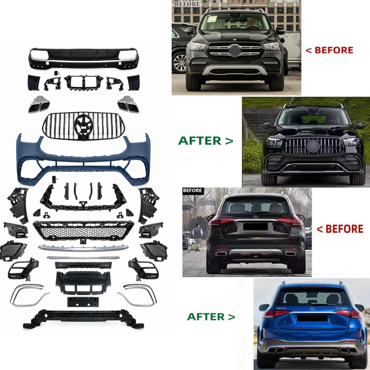 Car Craft Compatible With Mercedes Benz Gle W167 2019-2024 Upgrade Convert To Gle63 Amg Bodykit Front Bumper Grill Diffuser Exhaust Tip Pipe Skirt Trim Gc W167-022