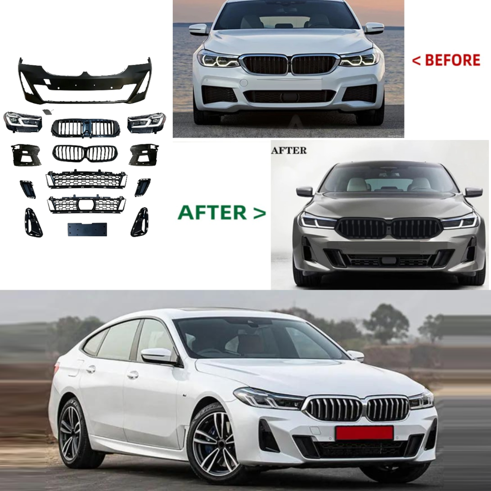 Car Craft Compatible With Bmw 6 Series Gt G32 2018-2020 To 2021+ Lci Upgrade Facelift Conversion Bodykit Bumper Headlight CC-8544